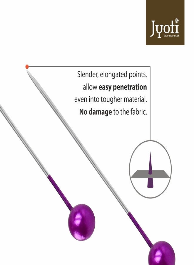 JYOTI Pearl Head Pins Round Multicolored for Tailoring, Dressmaking, Crafting, Sewing, Ornament, Patch Work, Florist, Decorating, Hijab, and Scarf for Women, (200 Pins in a Plastic Box) - Pack of 2 - Image 3